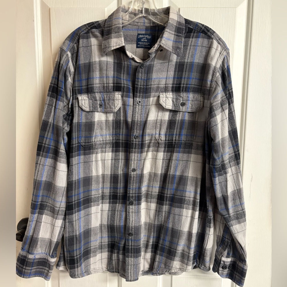 ❤️ Faded Glory Men's Plaid Button Down Shirt - Gray and Blue